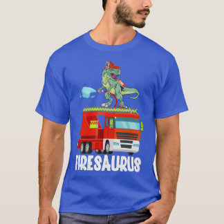 Fire Fighter Saurus Firetruman Fireman Dinosaur T Shirt