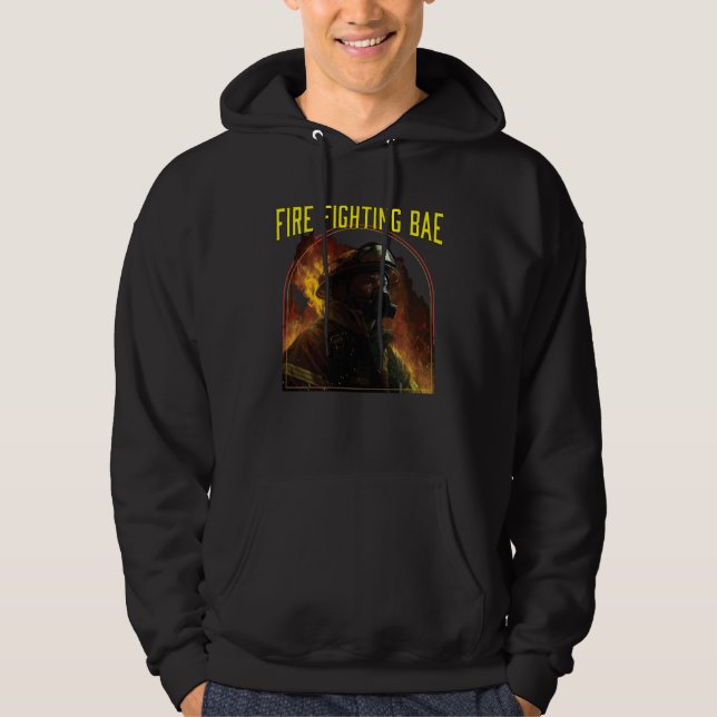 Fire Fighting Bae Fire Rescue Firefighting Firefig Hoodie (Framsida)