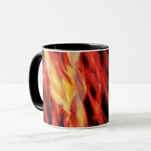 Fire Flame Abstrakt Art Red Guld Tones Mugg Kopp