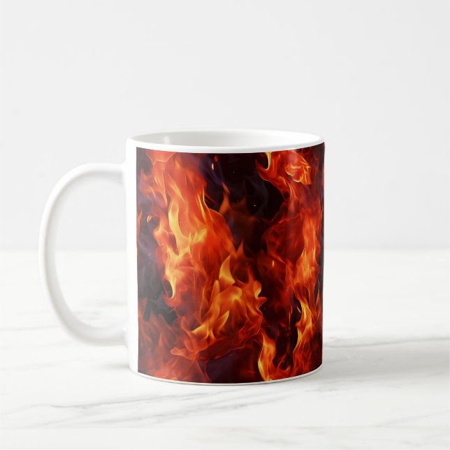 Fire Flame Mönster Kaffemugg (Vänster)