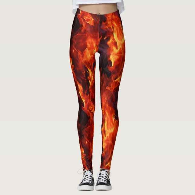 Fire Flame Mönster Leggings (Framsida)