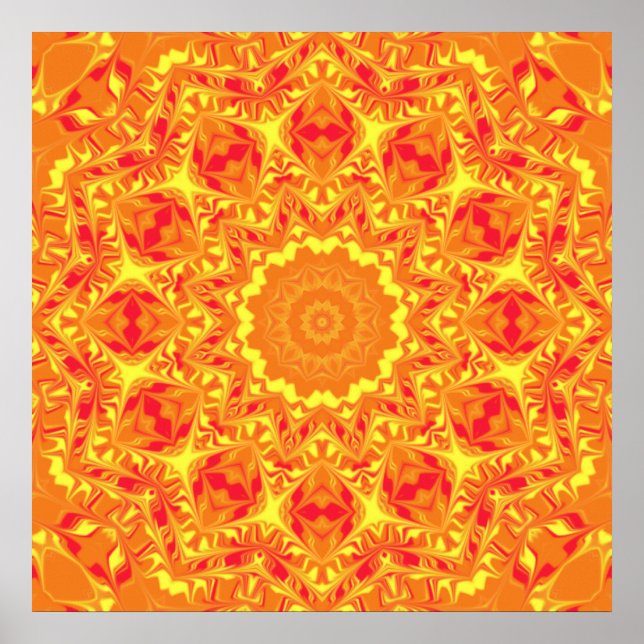 Fire Flower Kaleidoscope Poster (Framsidan)