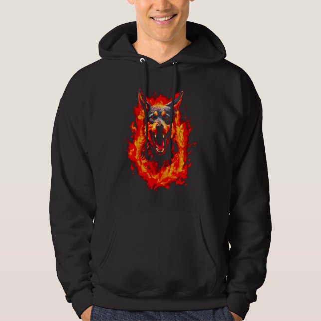 Fire German Shepherd Dog Hoodie (Framsida)