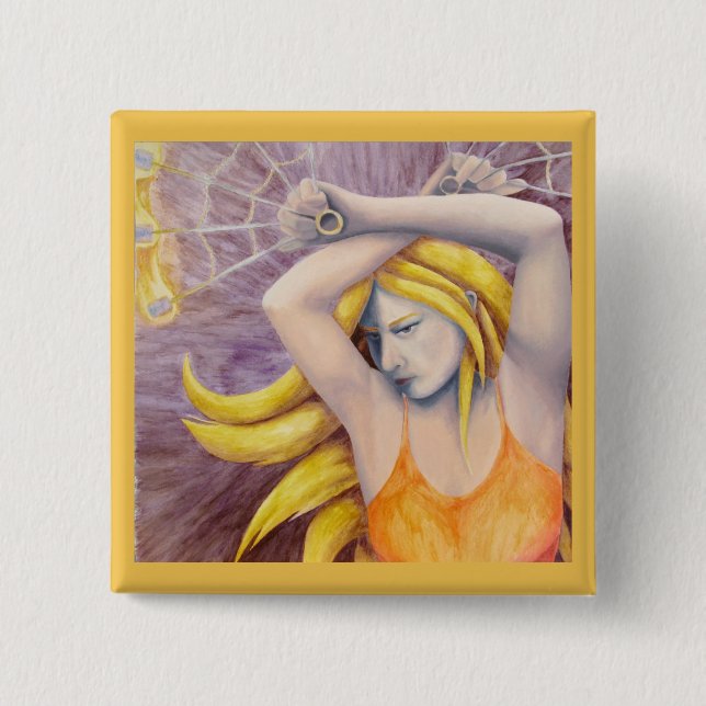 Fire Goddess Dancing Square Button Knapp (Framsida)