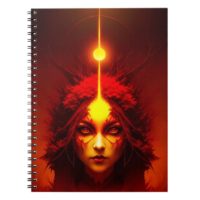 Fire Goddess Fantasy Art Anteckningsbok (Framsidan)