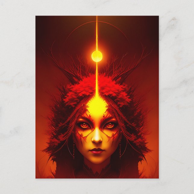 Fire Goddess Fantasy Art Vykort (Framsida)