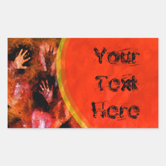 Fire Händer Rektangulärt Klistermärke