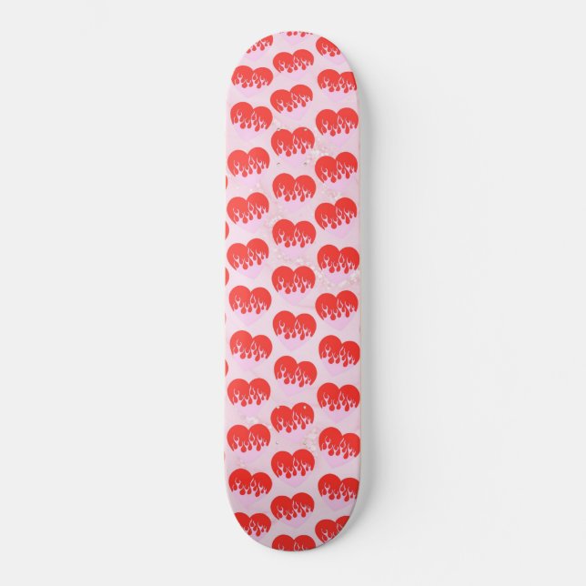 Fire Heart Mini Skateboard Bräda 18,5 Cm (Framsida)
