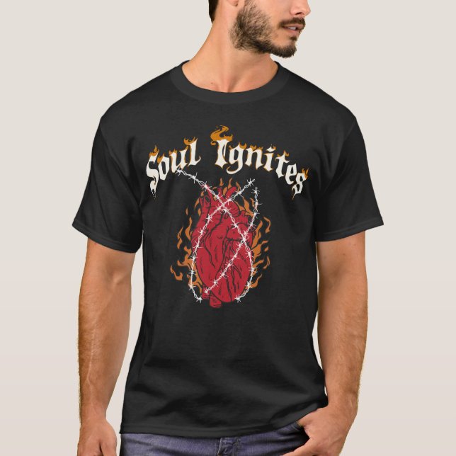 Fire Heart Soul Ignites Sten T Shirt (Framsida)