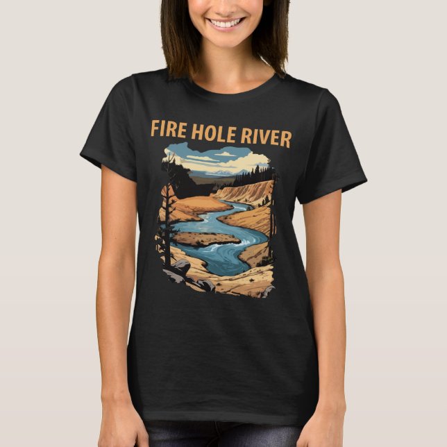 Fire Hole River Yellowstone Guld Resa T Shirt (Framsida)