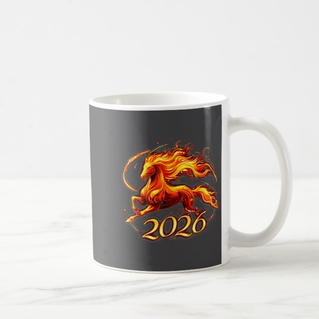 Fire Horse Chinese Zodiac Symbol 2026 Lunar New Ye Kaffemugg (Höger)