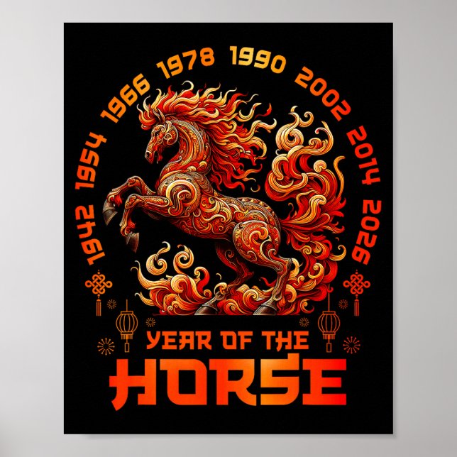 Fire Horse Chinese Zodiac Symbol 2026 Lunar New Ye Poster (Framsidan)