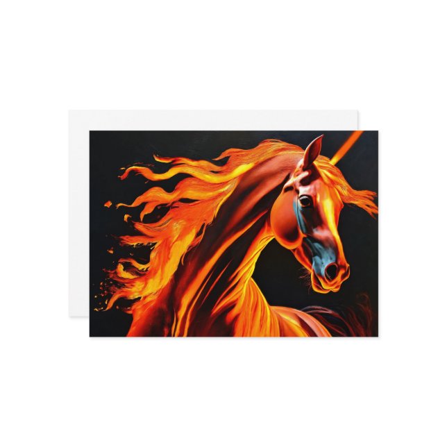 fire horse, horse, animals, flame, fire inbjudningar (Fram/Back In Situ)