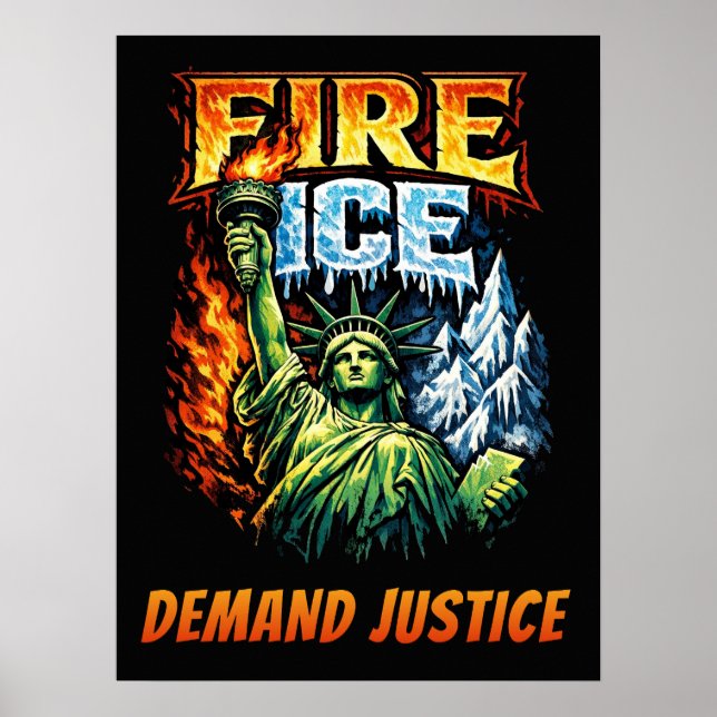 FIRE ICE Anti-ICE Protestskylt, Nedladdning,    Poster (Framsidan)