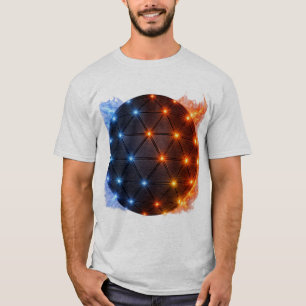 Fire & Ice Energisfär – Geometriskt Ljusgaller El T Shirt