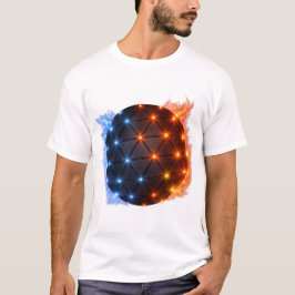 Fire & Ice Energy Sphere – Geometric Light Grid El T Shirt