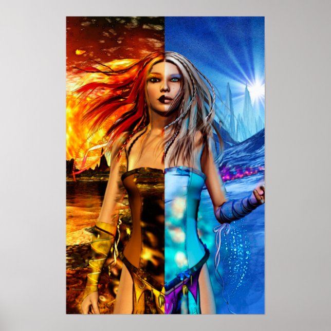 Fire & Ice Science fiction Fantasy Art Poster (Framsidan)