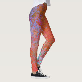 Fire Inslag Alcohol Bläck Abstrakt Orange Leggings