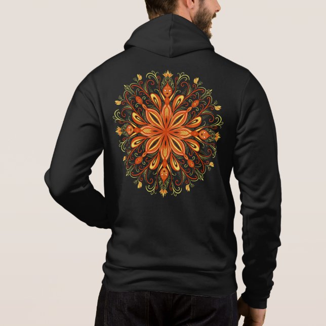 Fire Inslag Flame Mandala Magic Fantasy T Shirt (Baksida)