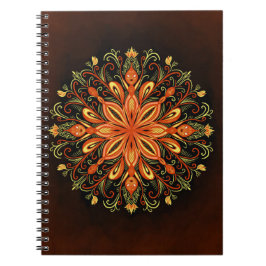 Fire Inslag Mandala - Kaleidoscopic Flame Creatur Anteckningsbok