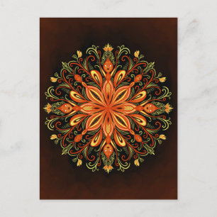 Fire Inslag Mandala - Kaleidoscopic Flame Creatur Vykort