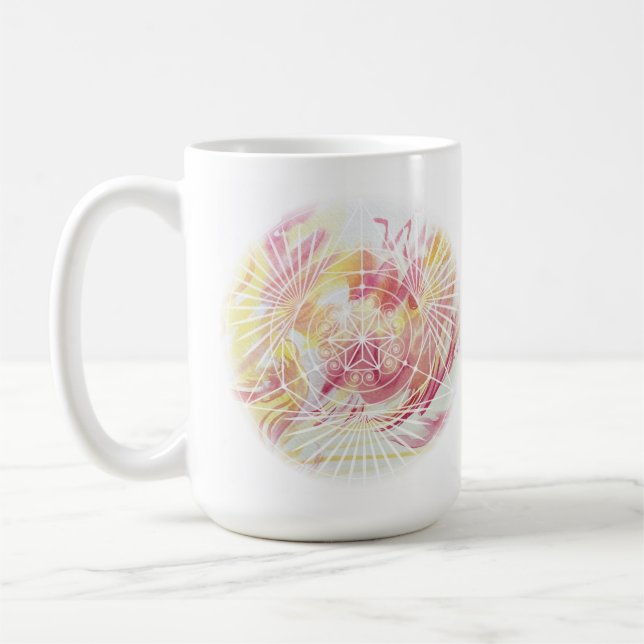 Fire Inslag Watercolor Mandala två Tone Mugg (Vänster)
