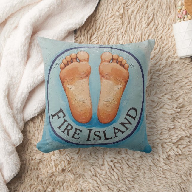 Fire Island barefoot & fancy free! Funny host gift Kudde (Filt)