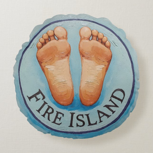 Fire Island barefoot & fancy free! Funny host gift Rund Kudde (Framsidan)