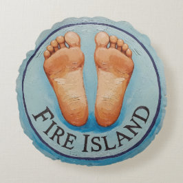 Fire Island barfota och fancy fri! Roligt värdpres Rund Kudde