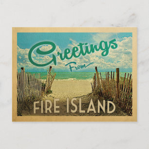 Fire Island Beach Vintage resor Vykort