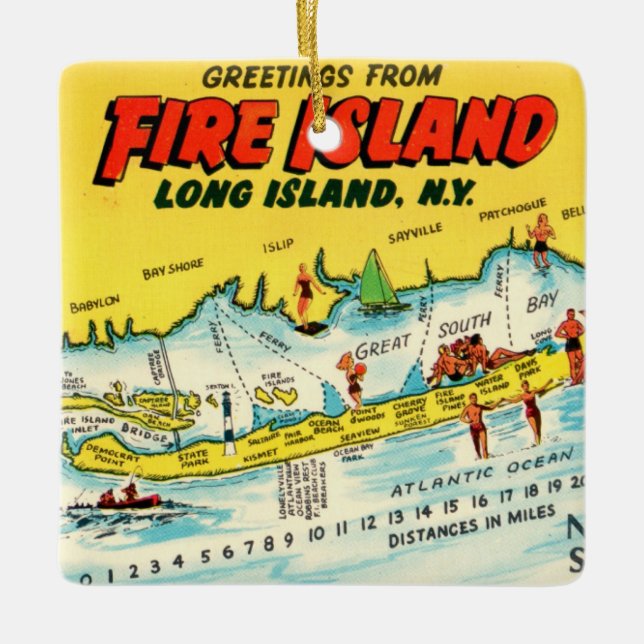 Fire Island Colorful Karta Ornament (Framsida)