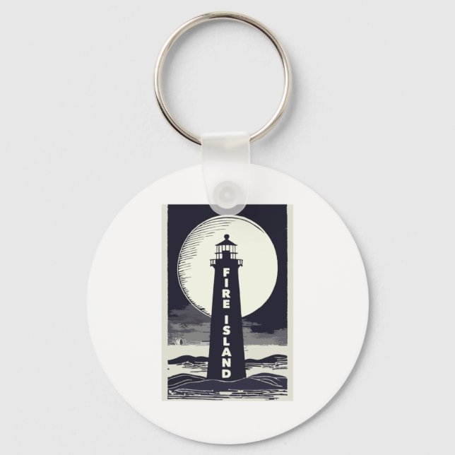 Fire Island fyr New York Moon  Nyckelring (Framsida)
