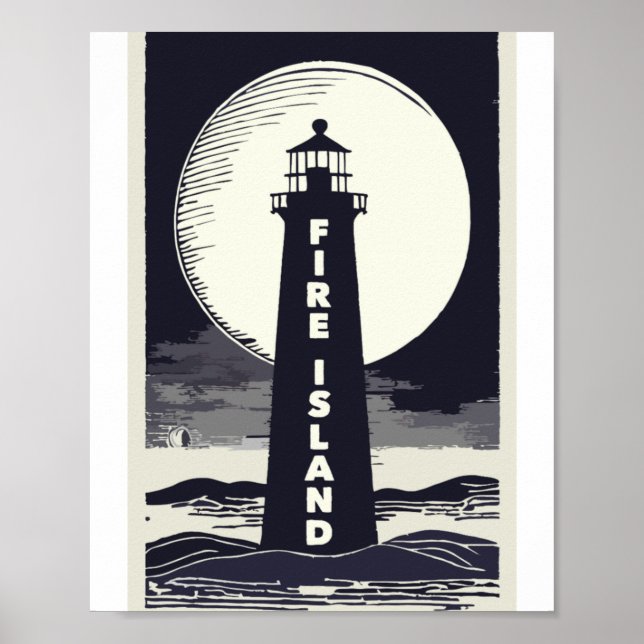 Fire Island fyr New York Moon  Poster (Framsidan)