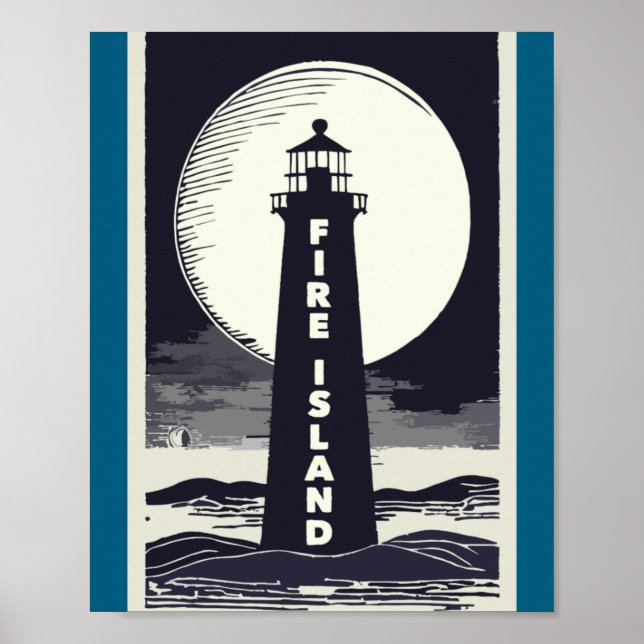 Fire Island fyr New York Moon  Poster (Framsidan)