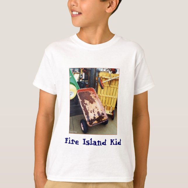 'Fire Island Kid' Färgad Wagons Barn T shirt (Framsida)