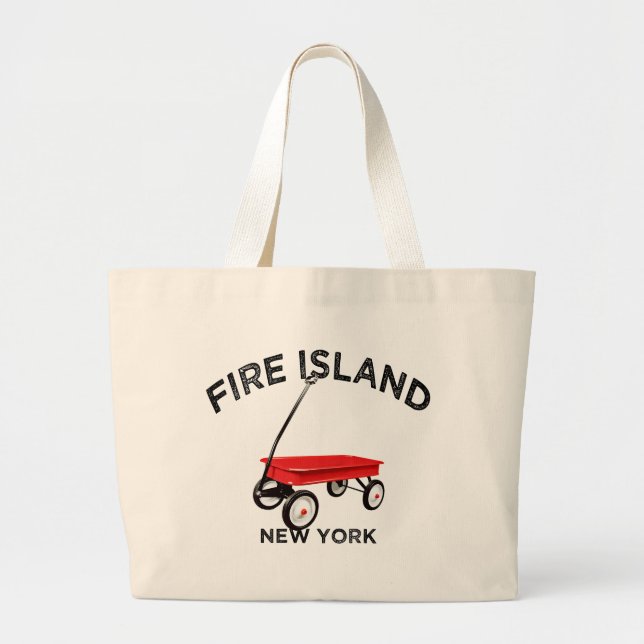 Fire Island large version Red Wagon Long Island NY Jumbo Tygkasse (Framsidan)