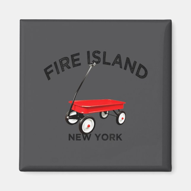 Fire Island Large Version Red Wagon Long Island Ny Magnet (Framsidan)