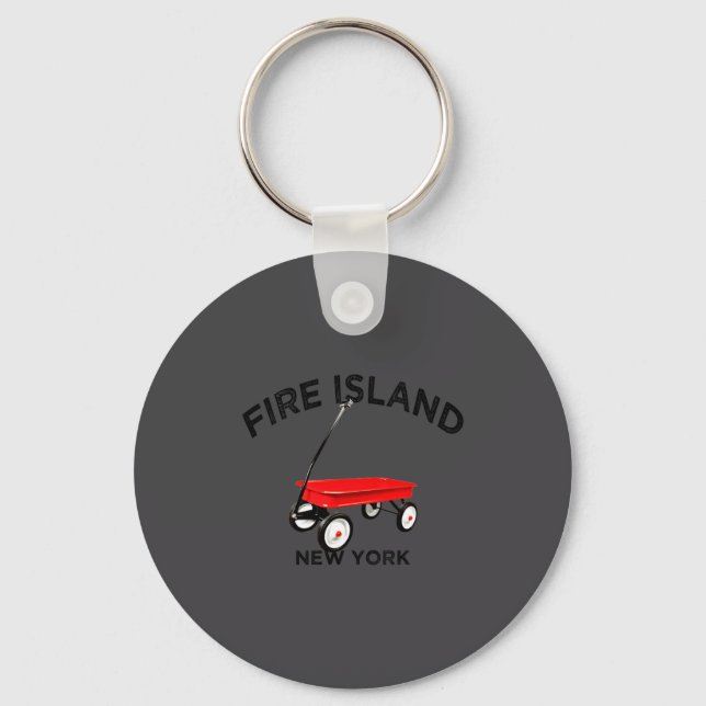 Fire Island Large Version Red Wagon Long Island Ny Nyckelring (Framsida)