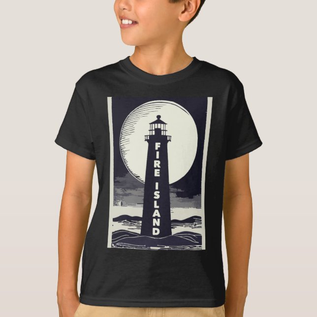 Fire Island Lighthouse New York Måne  T Shirt (Framsida)