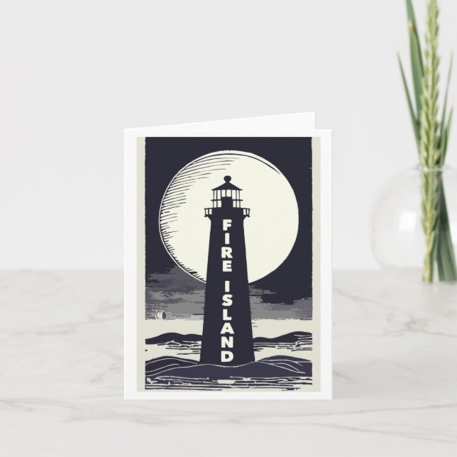 Fire Island Lighthouse New York Moon  Kort (Framsida)