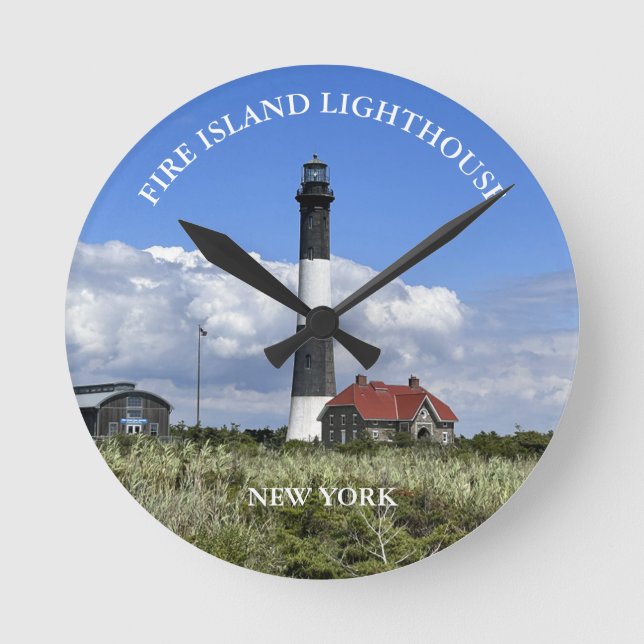 Fire Island Lighthouse, New York Round Clock Rund Klocka (Framsida)