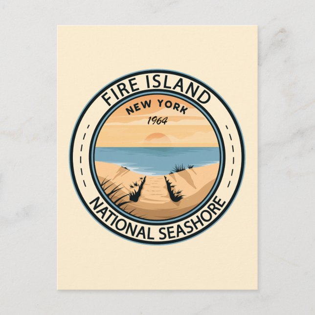 Fire Island National Seashore New York Badge Vykort (Framsida)