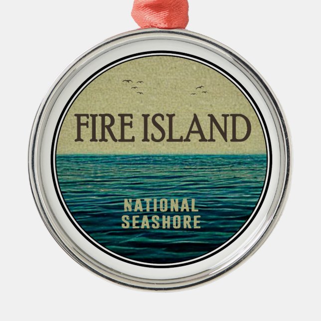 Fire Island National Seashore New York Ocean Birds Julgransprydnad Metall (Framsidan)