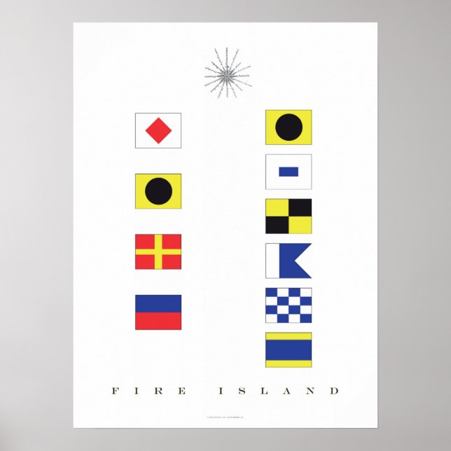 Fire Island Nautical Flagga Art Poster (Framsidan)