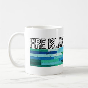 Fire Island NY blågrön abstrakt vintage design Kaffemugg