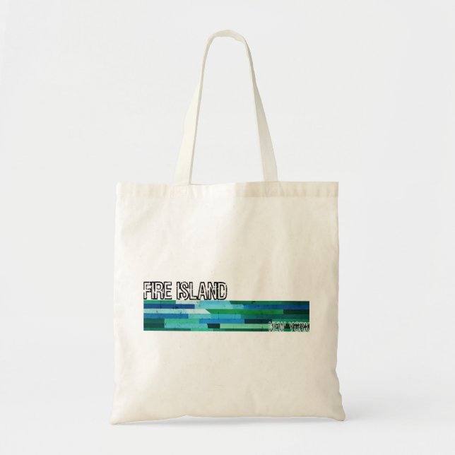 Fire Island NY blågrön abstrakt vintage design Tygkasse (Framsidan)