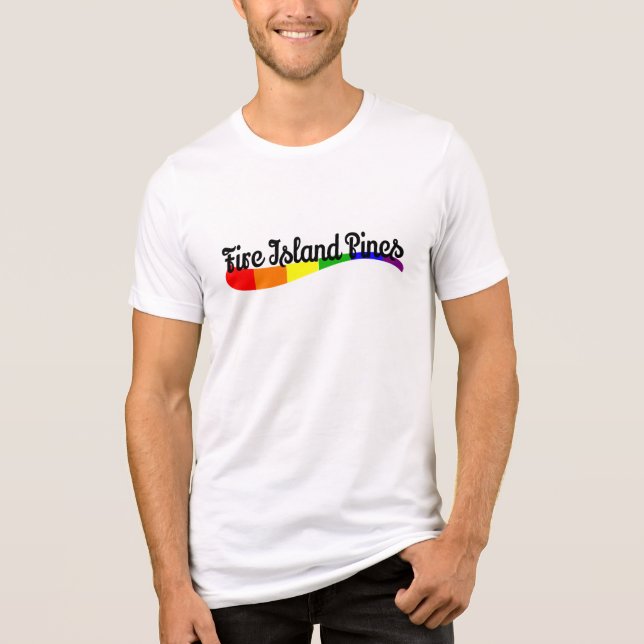 Fire Island Pines Pride regnbågsgrafik LGB semeste T Shirt (Framsida)