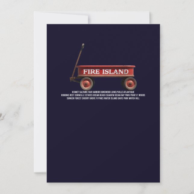 Fire Island retro röda kärra strand sommarlov  Inbjudningar (Framsida)