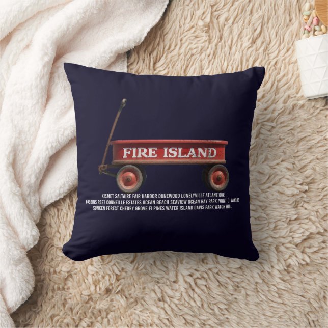 Fire Island retro röda kärra strand sommarlov Kudde (Filt)