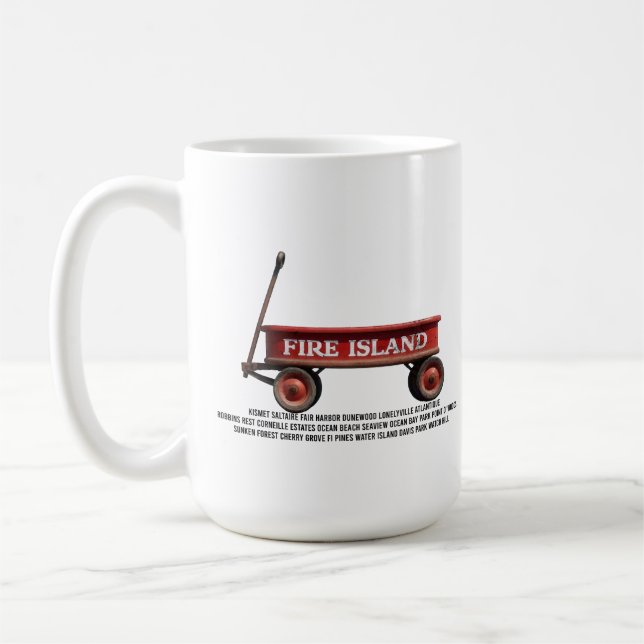 Fire Island retro röda vagn strand sommarlov  Kaffemugg (Vänster)
